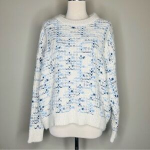 FRNCH White and Blue TEXTURED Sweater